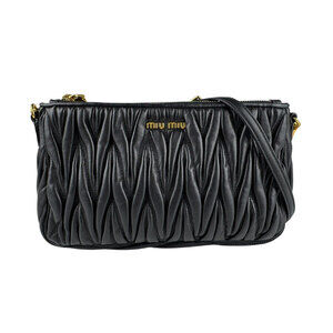 Miu Miu Matelass Leather Shoulder Bag Black